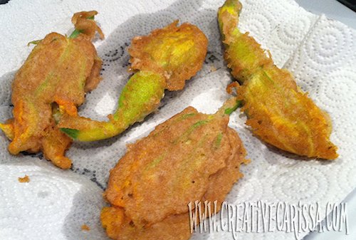 Cheese Stuffed Fried Squash Blossoms Recipe