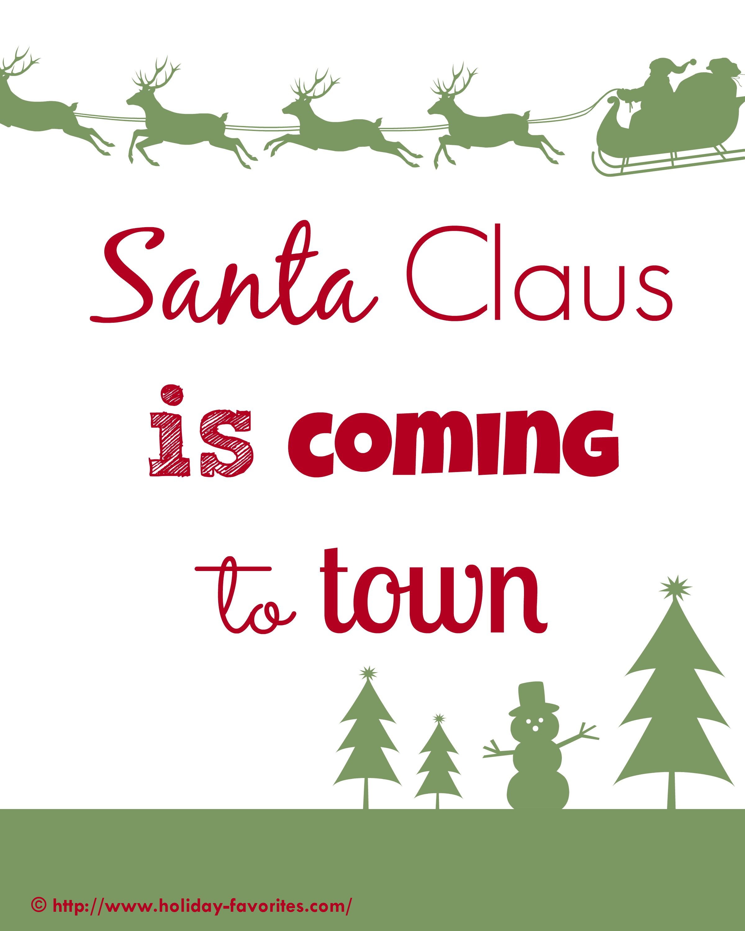 santa claus is coming to town sign Holiday Favorites