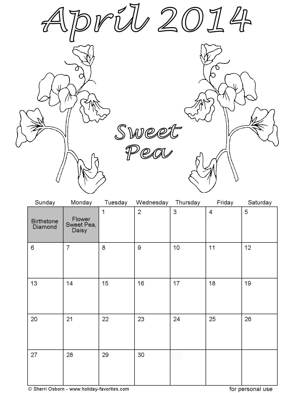 calendar coloring pages 2014 - photo #48