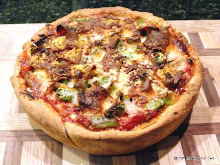 Healthy Deep Dish Sausage and Pepperoni Pizza