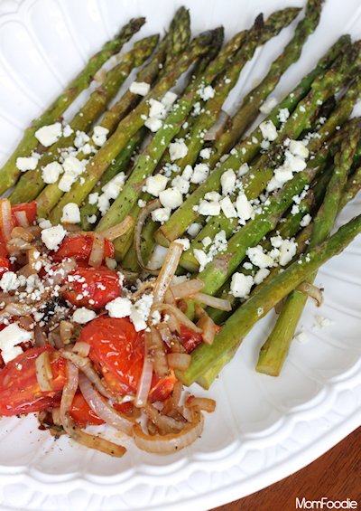 Balsamic Roasted Asparagus & Tomato with Blue Cheese