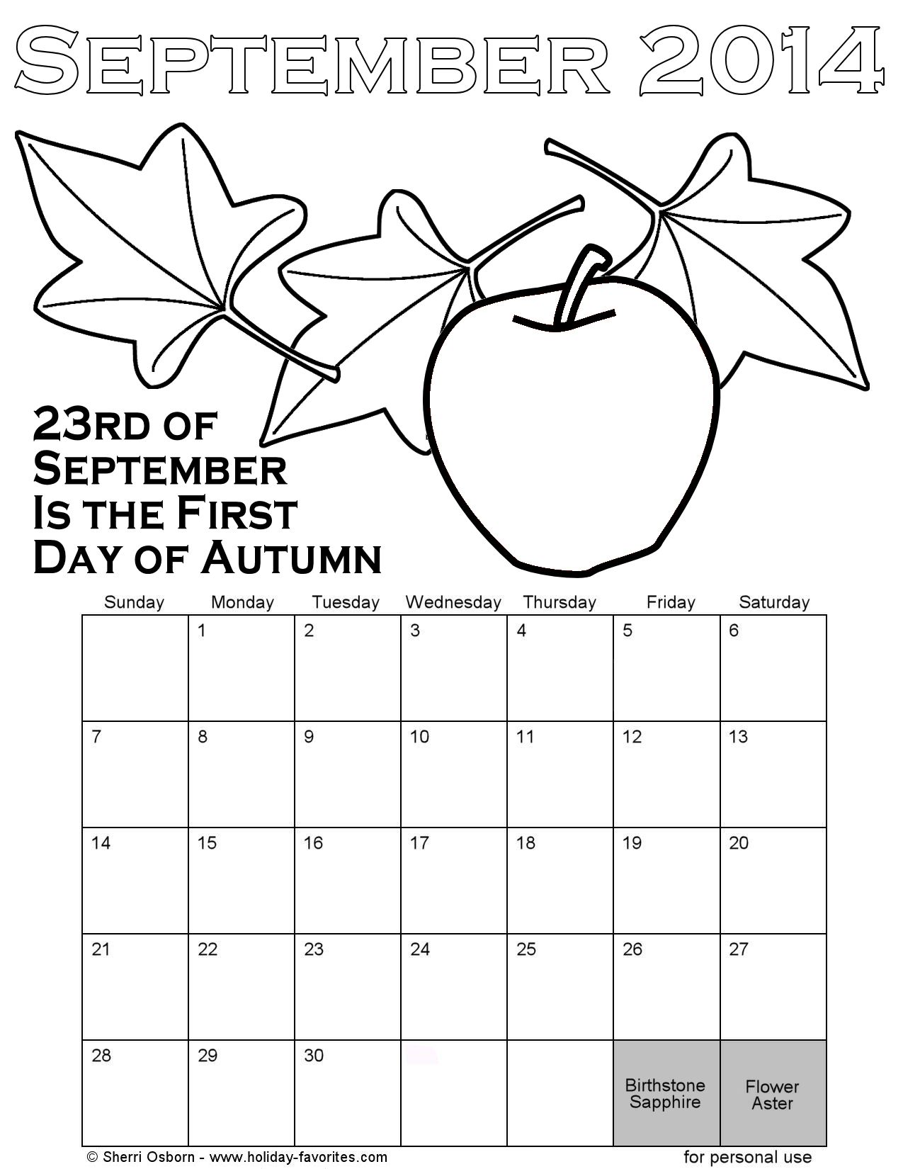 calendar coloring pages 2014 - photo #15