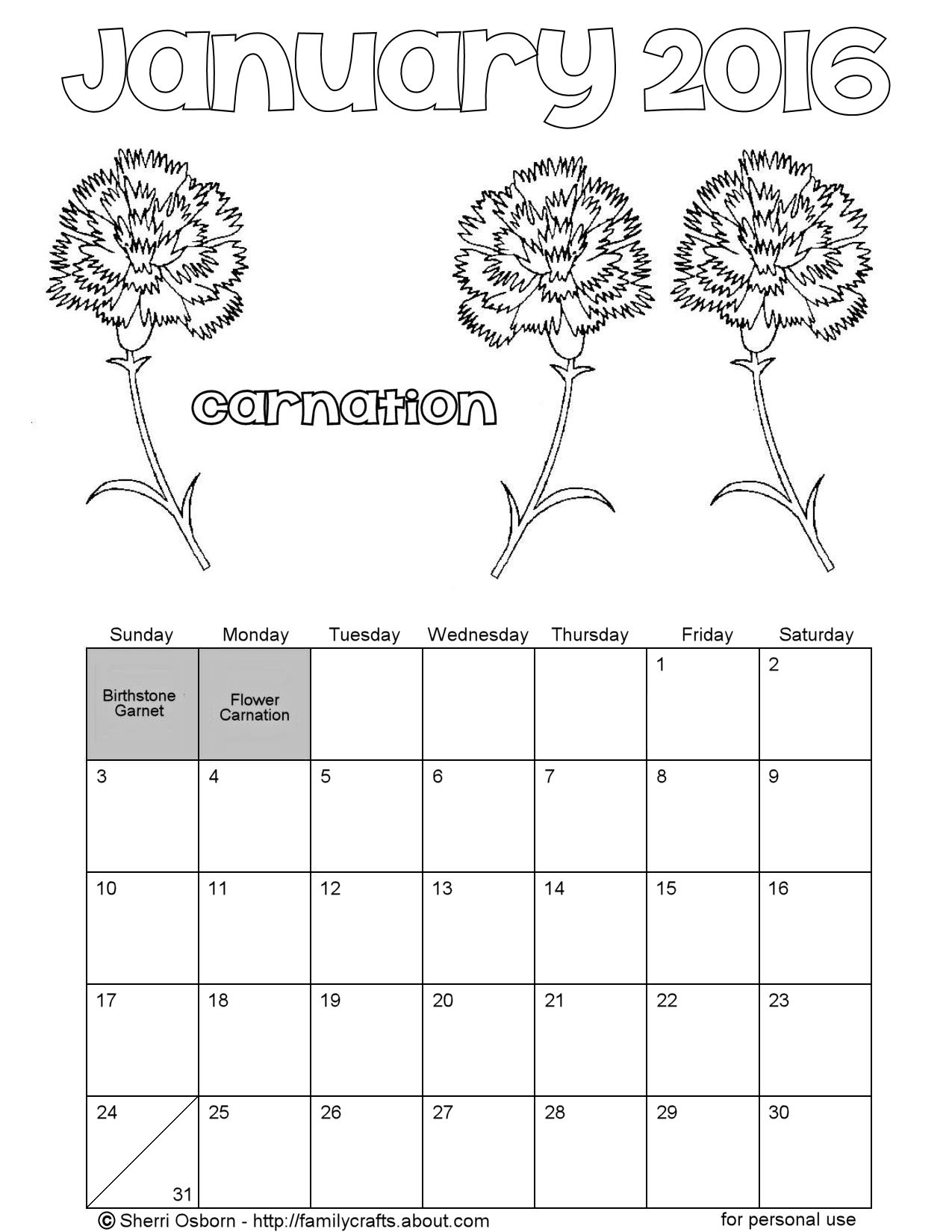 calender coloring pages - photo #35