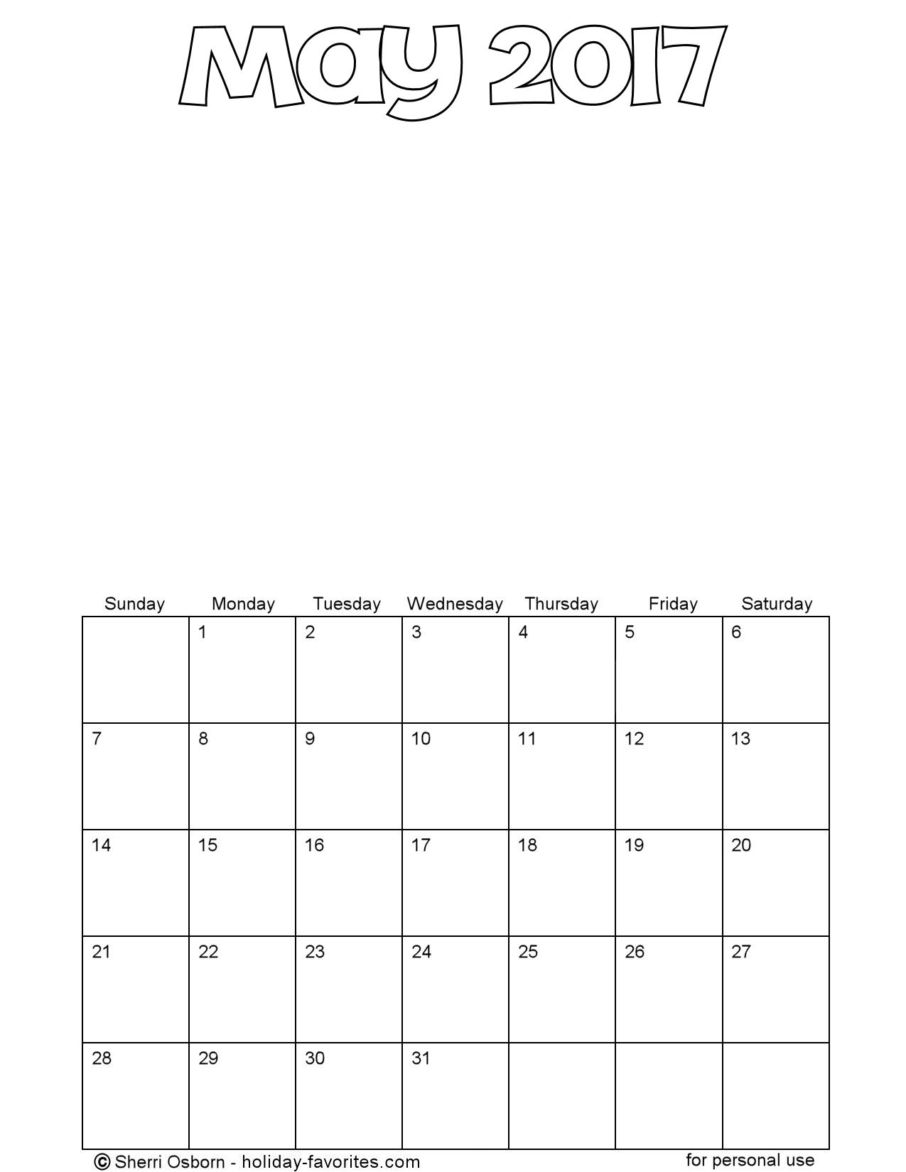 Printable May Calendars Holiday Favorites