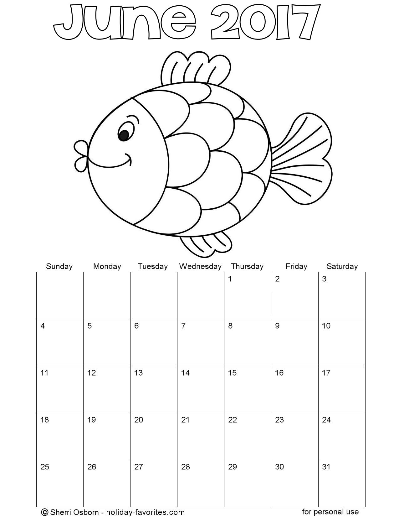 Printable June 2017 Calendars Holiday Favorites