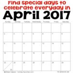 April 2017 holidays and special days 2017